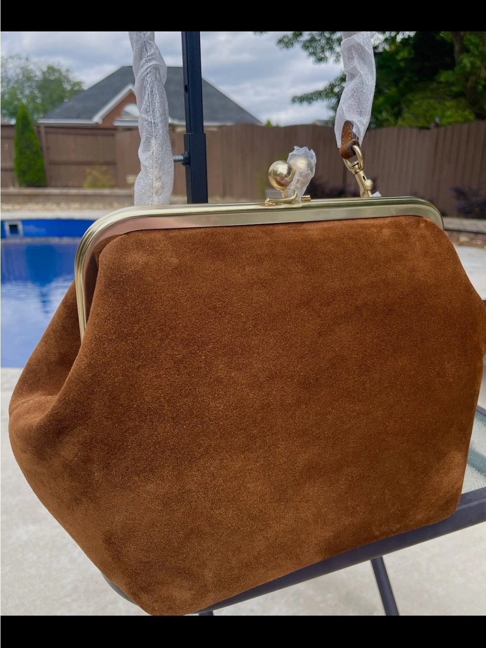 Coach Suede Kisslock Frame 27 Bag NWT Medium Sz lovely color Warm Brown gift box - Picture 16 of 16